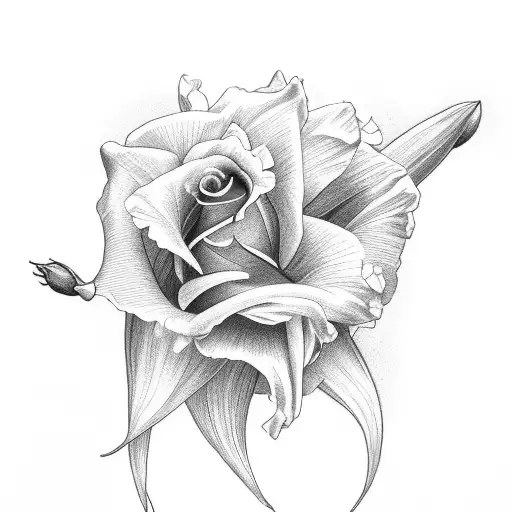 daffodil and rose and gladiolus and violet  tattoo design idea
