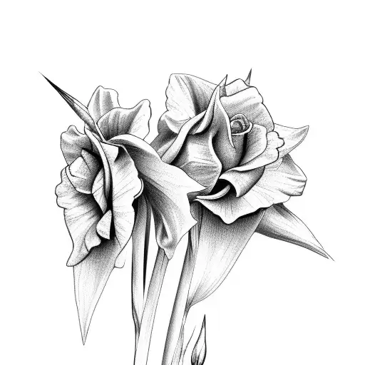violet, daffodil, rose, gladiolus  tattoo design idea