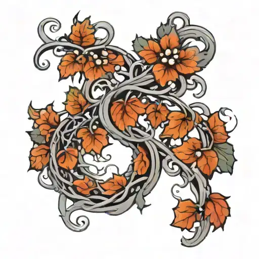 Greywork very aggressive vines with false 3-D entry into the skin. Vines are large, but they *don’t* look like wood. Vin tattoo design idea