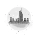 A microphone with sound waves forming the shape of a city skyline tattoo design idea