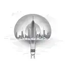 A microphone with sound waves forming the shape of a city skyline tattoo design idea