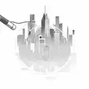 A microphone with sound waves forming the shape of a city skyline tattoo design idea