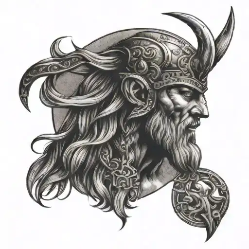 moon viking tattoo design idea