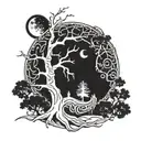 tree moon viking tattoo design idea