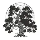 tree moon viking tattoo design idea