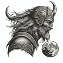moon viking tattoo design idea