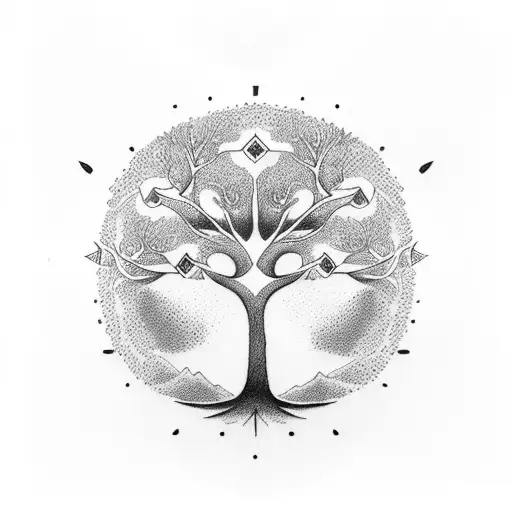 tree of life peace justice equality tattoo design idea