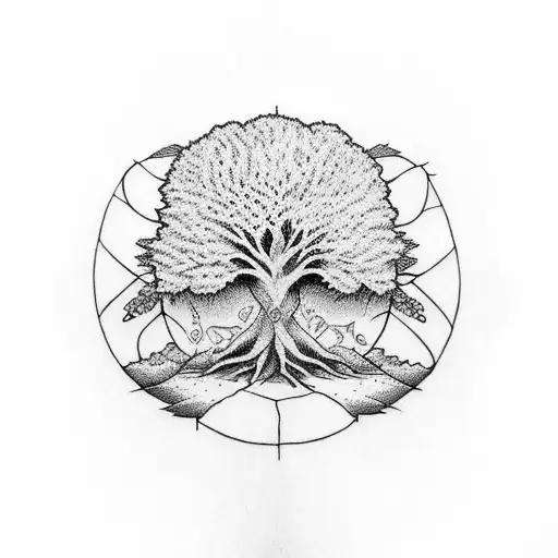 tree of life + peace + justice + equality tattoo design idea