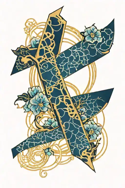 kintsugi symbol letter tattoo design idea