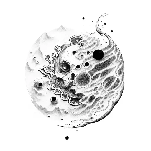 fluid moon croissant tattoo design idea