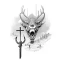 cross welding an hunting  tattoo design idea