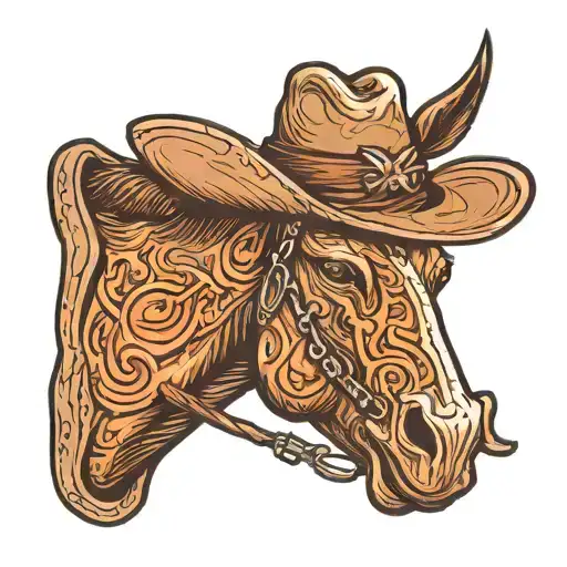 Mule wearing cowboy hat tattoo design idea