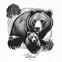 A tattoo design featuring a majestic mama bear and her cub, symbolizing the strong bond and protection within your family tattoo design idea