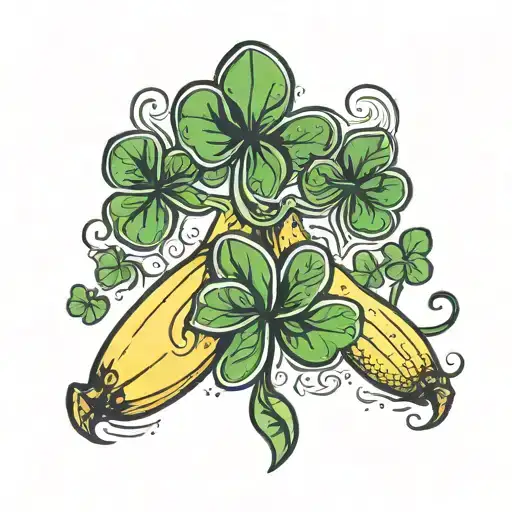 banana and shamrock tattoo design idea