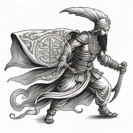 sikh warrior with japanese design incorporating elements tattoo design idea