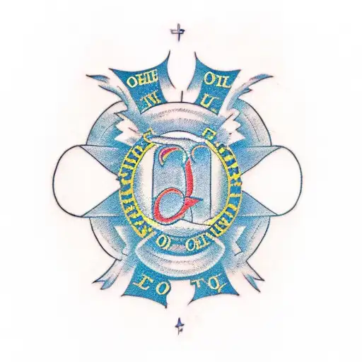 a tattoo that says O’neal in a banner and below the banner a symbol that exemplifies: Loyalty, family over anyone tattoo design idea