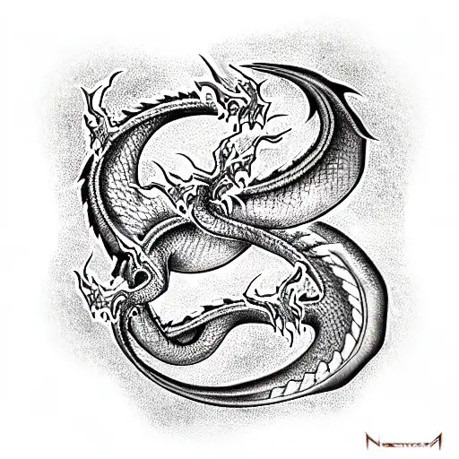 lemniscate shaped dragon tattoo design idea