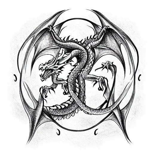 Dragon with 2 heads as infinity sign tattoo design idea