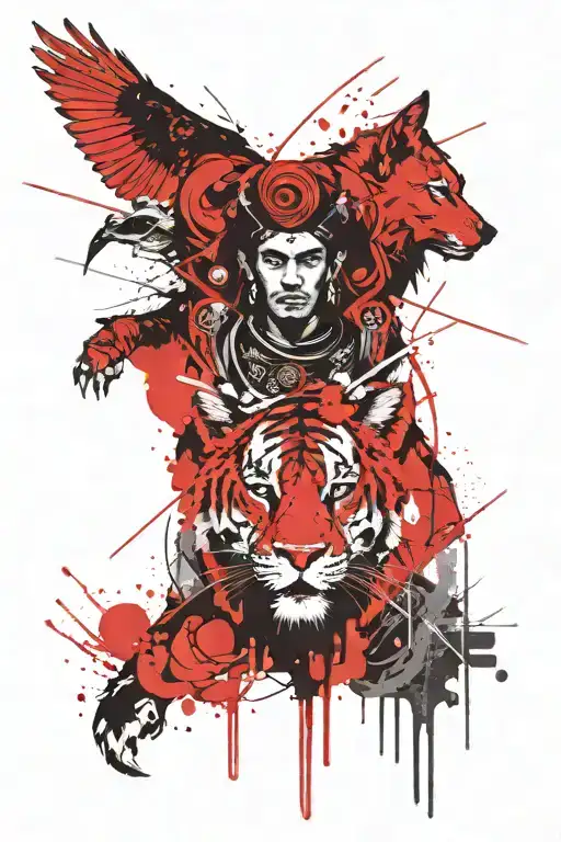 Farvahar and Griffin and persian king tattoo design idea