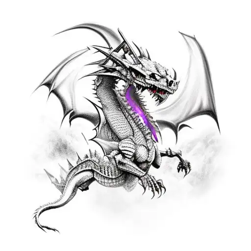 A fierce dragon battling a skeleton king in an epic gaming-inspired scene tattoo design idea