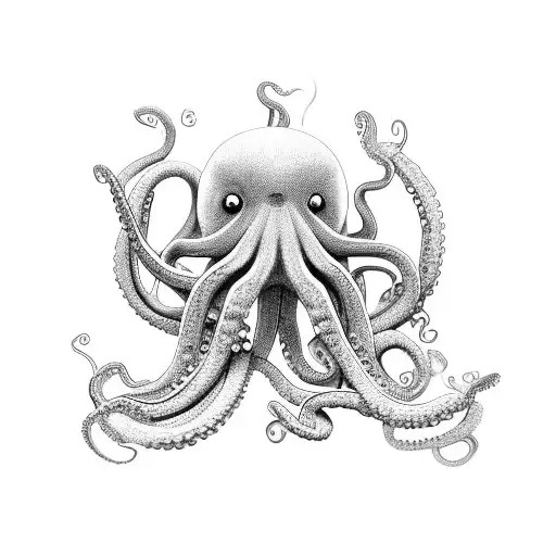 An octopus morphing into a complex molecular structure, representing the interconnectedness of all living organisms tattoo design idea
