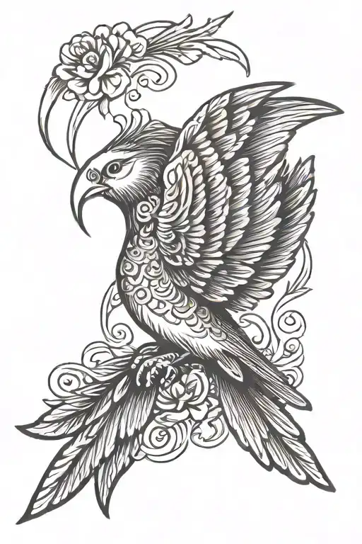 Bird flying tattoo design idea