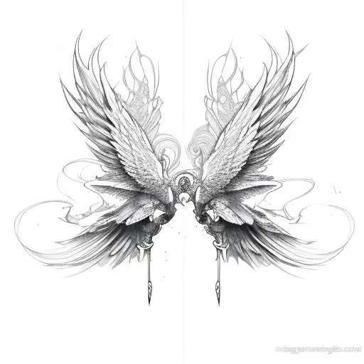 horizontal wings  tattoo design idea