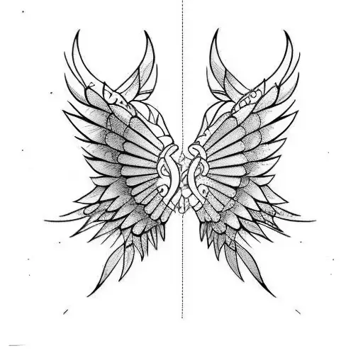 horizontal wings  tattoo design idea