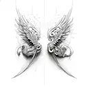 horizontal wings  tattoo design idea
