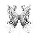 horizontal wings  tattoo design idea