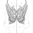 horizontal wings  tattoo design idea