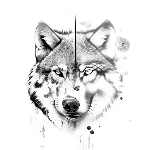 An ancient Greek warrior with a wolf companion tattoo design idea