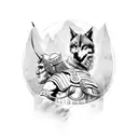 An ancient Greek warrior with a wolf companion tattoo design idea