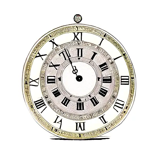 clock with date and time in Roman numerals tattoo design idea