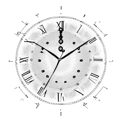 clock with date and time in Roman numerals tattoo design idea
