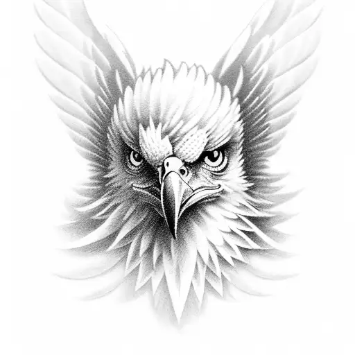 A black and grey tattoo of a fierce eagle clutching a wrench, symbolizing ambition and loyalty tattoo design idea