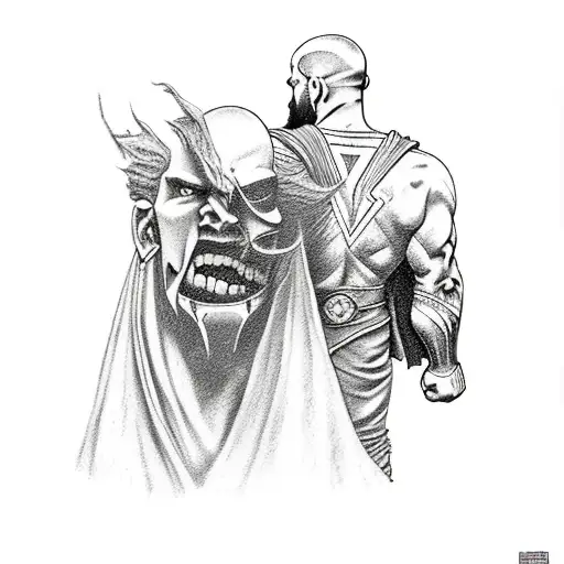 kratos vs superman tattoo design idea