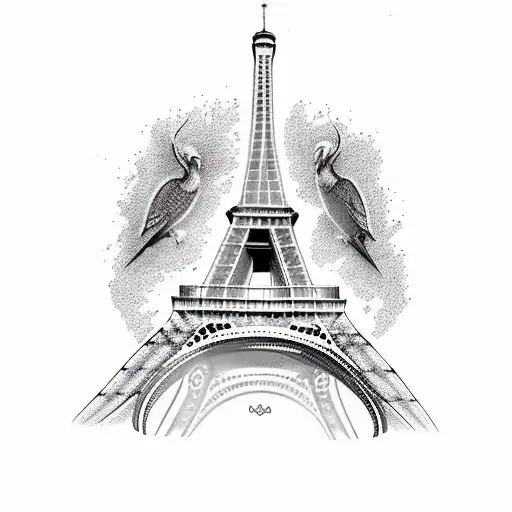 la Tour Eiffel avec un aigle royale  tattoo design idea