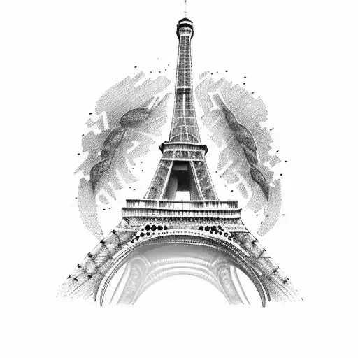 la Tour Eiffel avec un aigle royale  tattoo design idea
