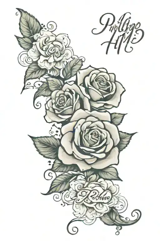 philippians 4:13 written in cursive with clouds and roses on other side  tattoo design idea