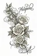 philippians 4:13 written in cursive with clouds and roses on other side  tattoo design idea