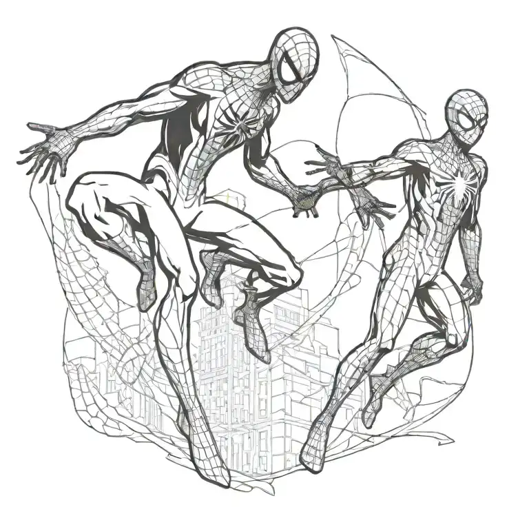 spider man and miles morales both wearing black spiderman suits  tattoo design idea