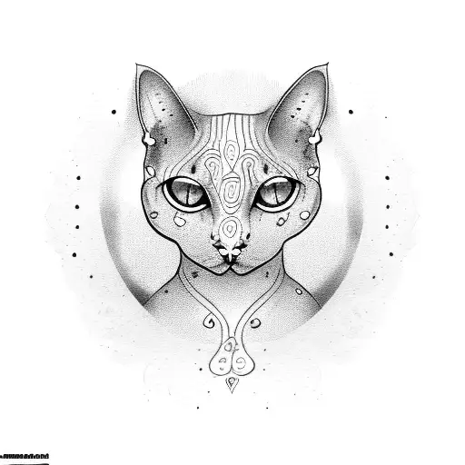 three eyed hairless cat with piercings  tattoo design idea