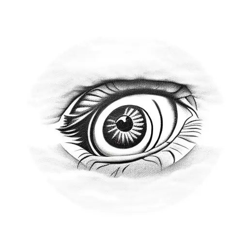 eye with clock pupil, money, snakes, lightning and a crow tattoo design idea