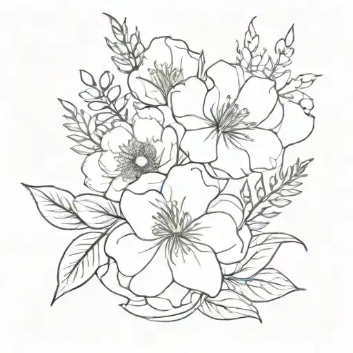 December and January birth flower bouquet tattoo design idea