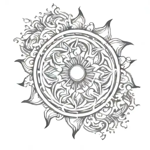 psychedelic, sun, fire, abstract, minimalism tattoo design idea