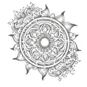 psychedelic, sun, fire, abstract, minimalism tattoo design idea