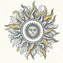 psychedelic, sun, fire, abstract, minimalism tattoo design idea