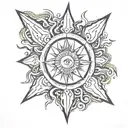 psychedelic, sun, fire, abstract, minimalism tattoo design idea