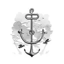 broken watch anchor and black tree with birds comming out tattoo design idea